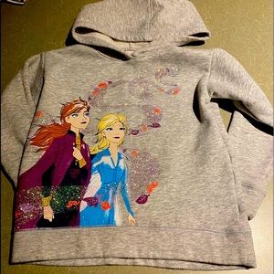 4T Disney girls sweatshirt hoodie Frozen 2 fleece sweater glitter fleece top